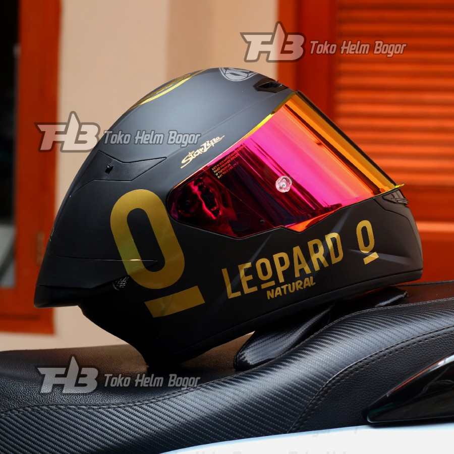HELM KYT TT Course Black Matt visor REDGOLD sp 3D Leopard GOLD World