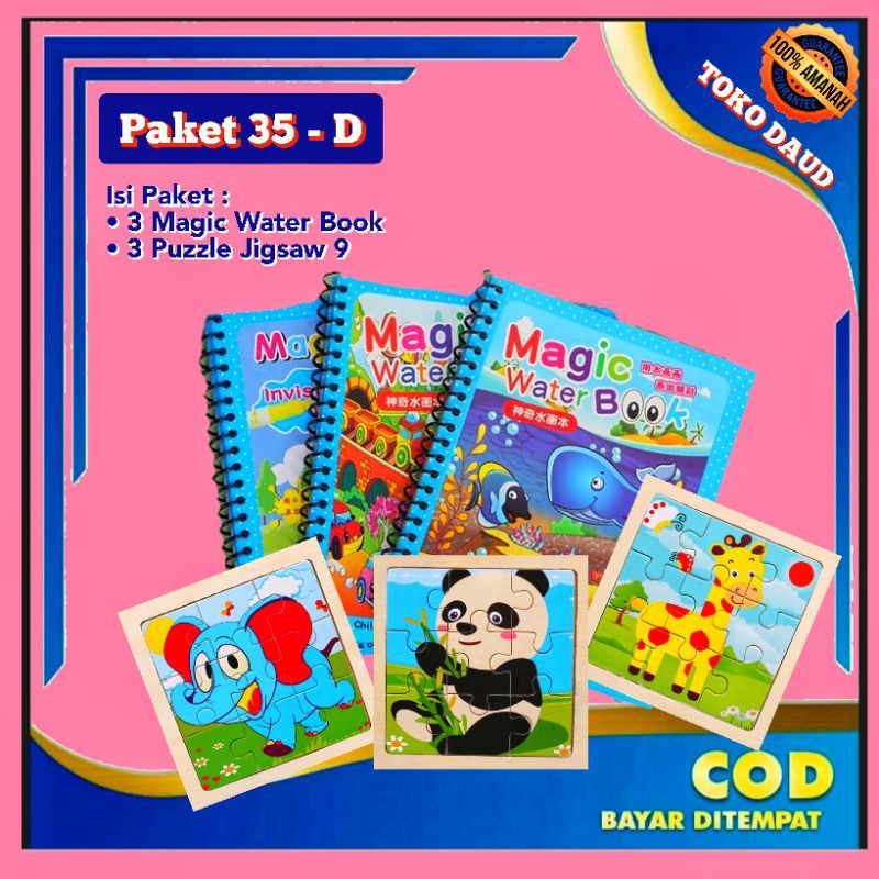 Magic Water Book/Puzzle/Buku Ajaib/Buku Mewarnai/Buku Pintar/Puzzle Kayu/Puzzle Hewan/Puzzle Lucu/Ma