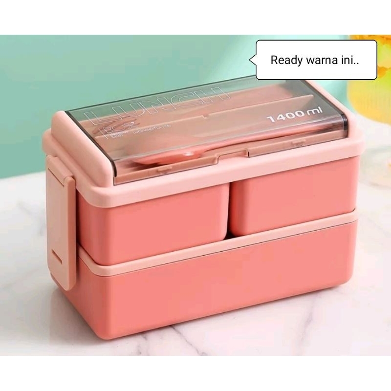 Lunch box 2 susun / Kotak Makan KKV 1400ml / Bekal makan sekolah