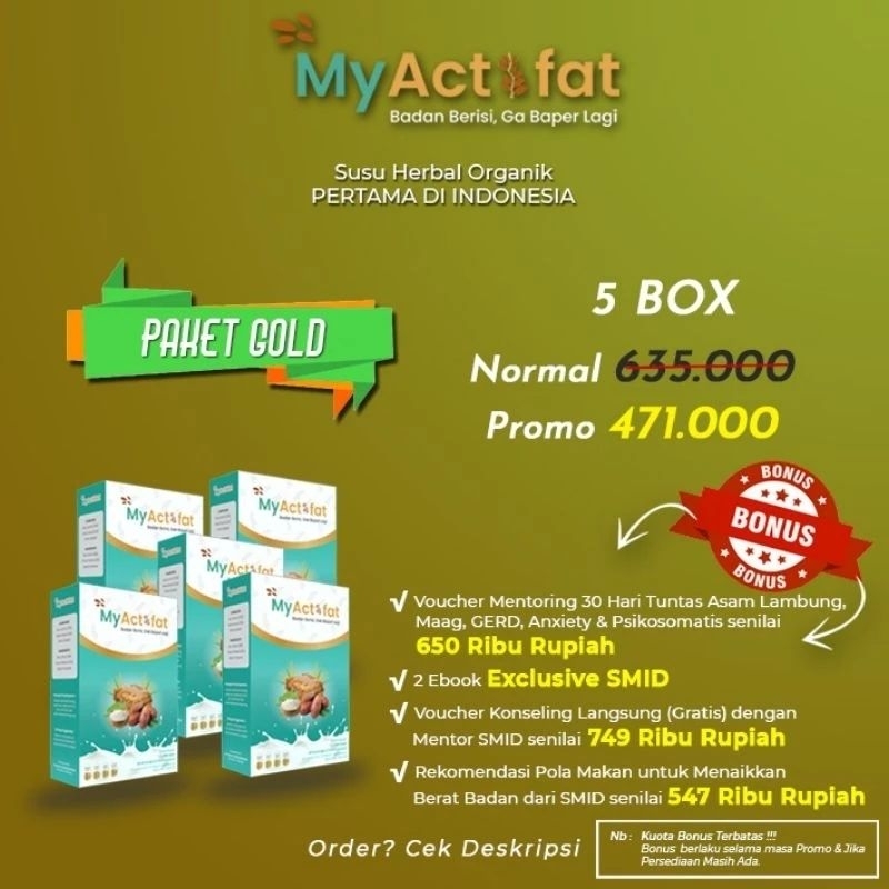 

Myactifat (Paket gold) by SMID susu organik penambah berat badan dan penambah nafsu makan