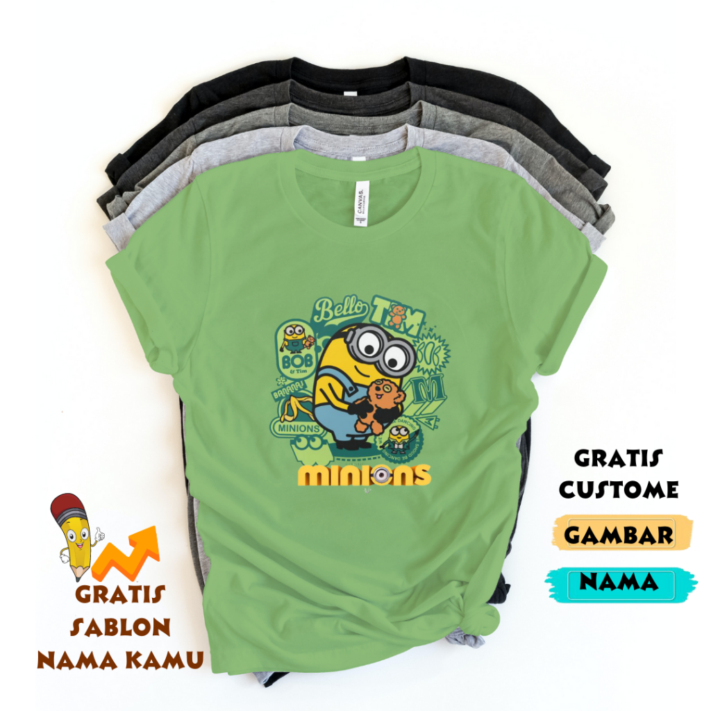 Baju Kaos COUPLE ANAK DAN DEWASA MINION BANYAK MOTIF / CUSTOMEKU