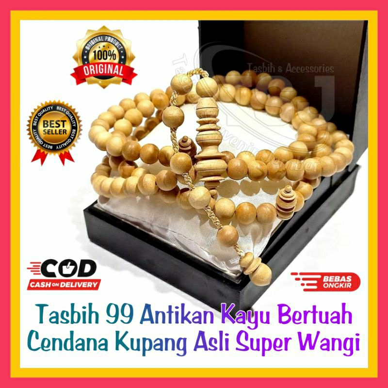 Tasbih 33 dan 99 Kayu CENDANA KUPANG NTT ASLI 100% ORIGINAL WANGI ALAMI Model Bulat Kelereng (TANPA 