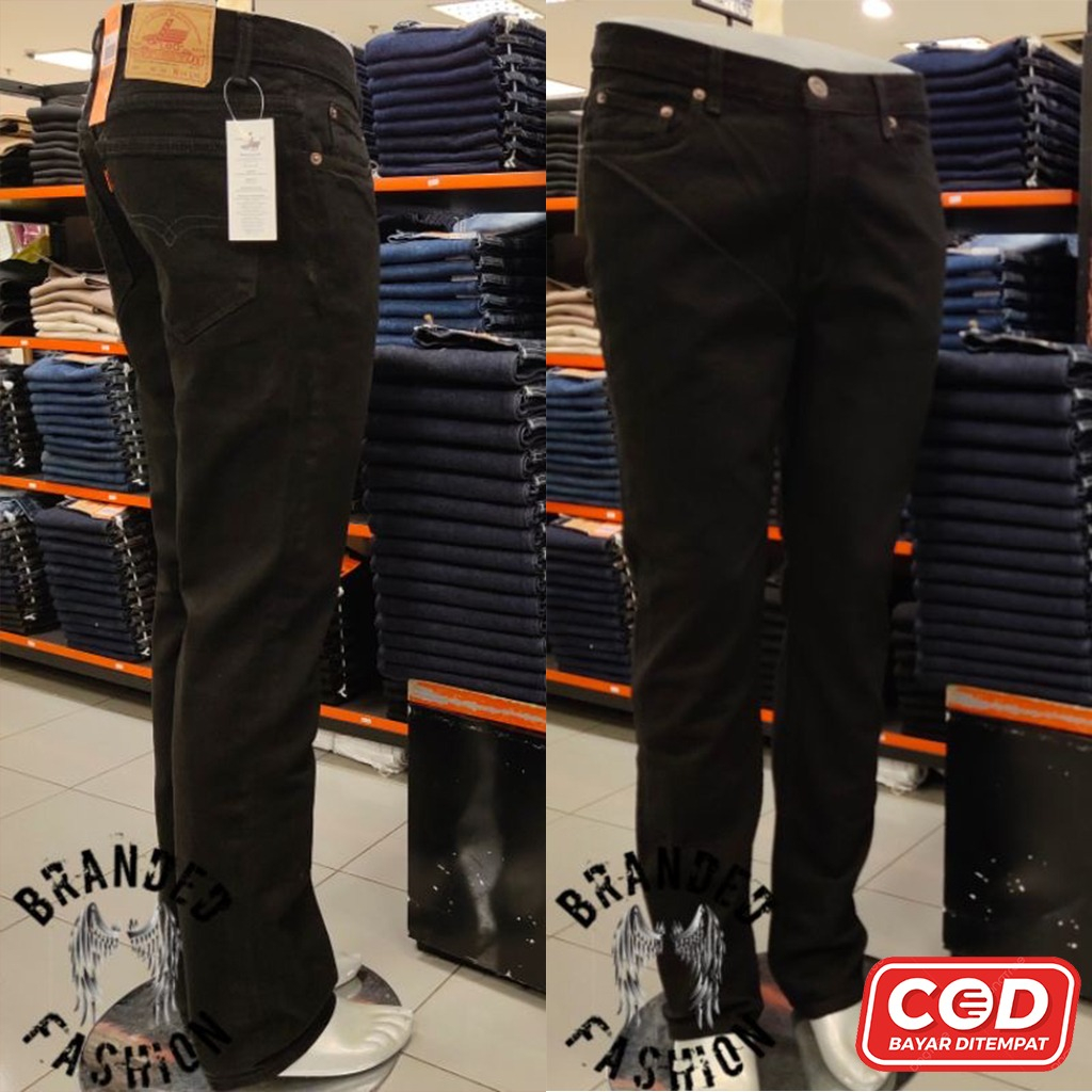 Celana Panjang Jeans Pria LEA 606 Black Original Standar Reguler