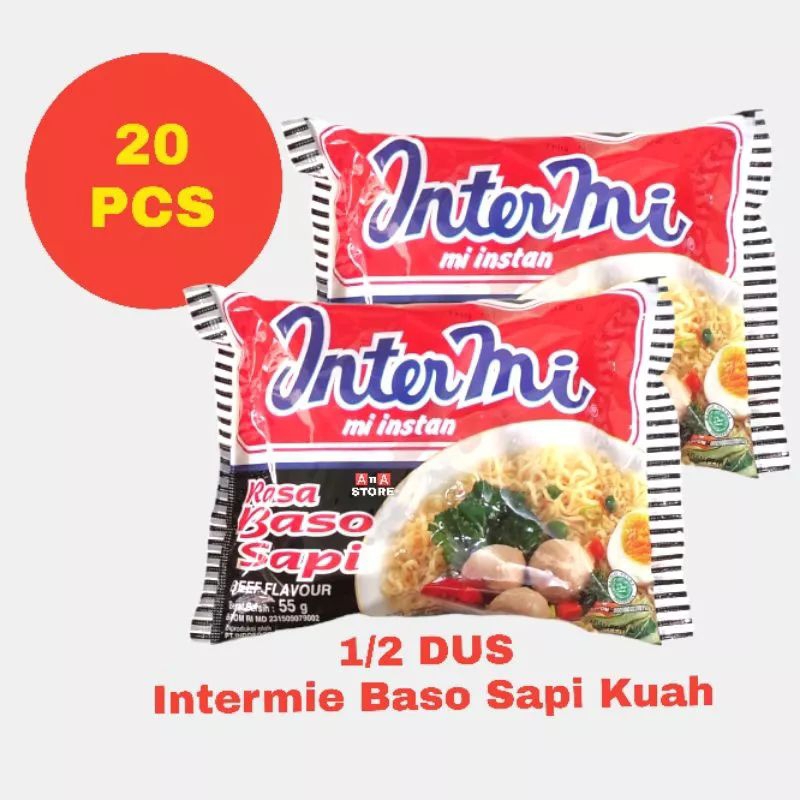 

Mie Intermie Rasa Baso Sapi 55 gr 1/2 Dus isi 20 pcs