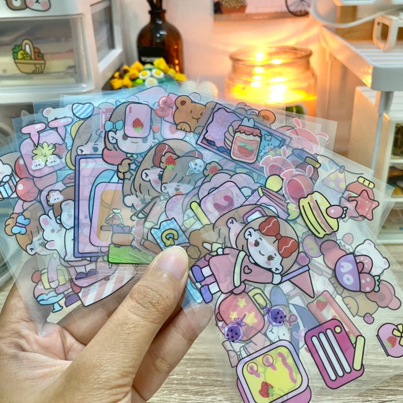 

Sticker Sheet PVC Cute girl/ Korean Style Kiss Cut