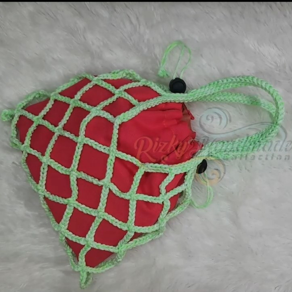 tas rajut mini model jaring dari tali kur