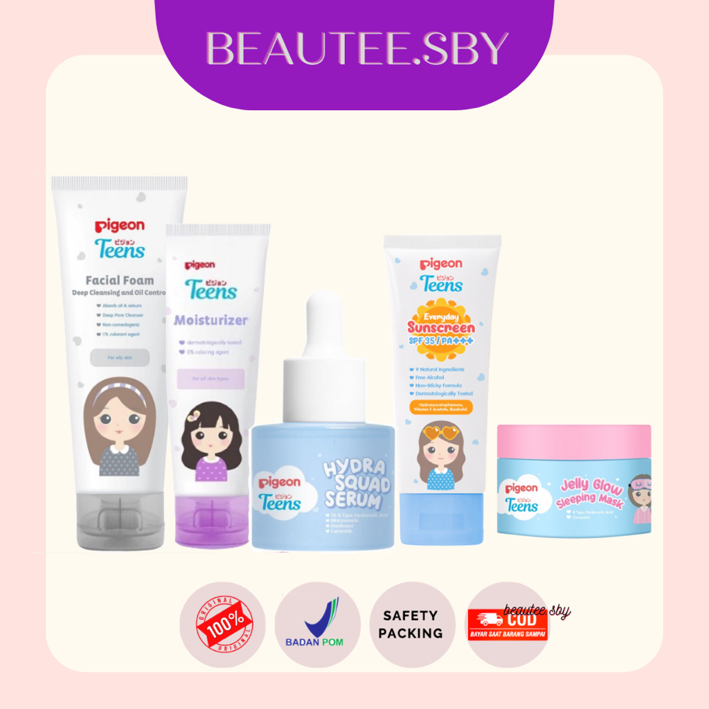 [ ISI 5 ] Pigeon Teens 1 Paket Untuk Kulit Sensitif, Kering dan Kemerahan (Facial Wash, Moist, Serum