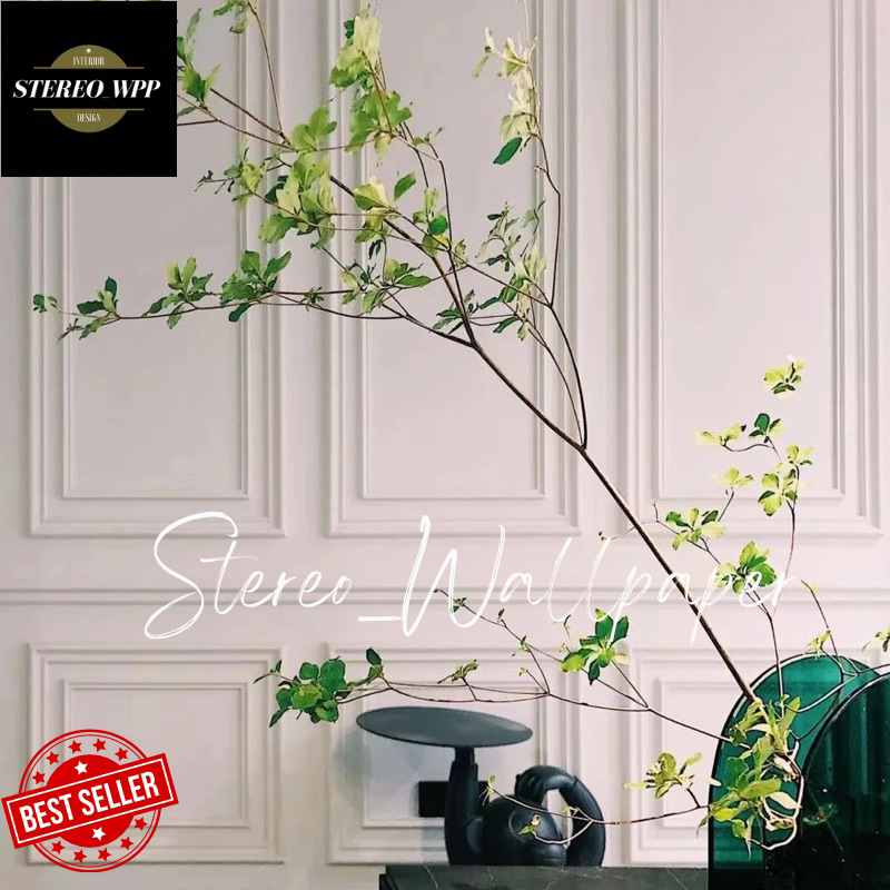 Wallmoulding bahan PVC WPC panjang 4m putih / Lis moulding PVC tanpa perekat europa style//stereo_wa