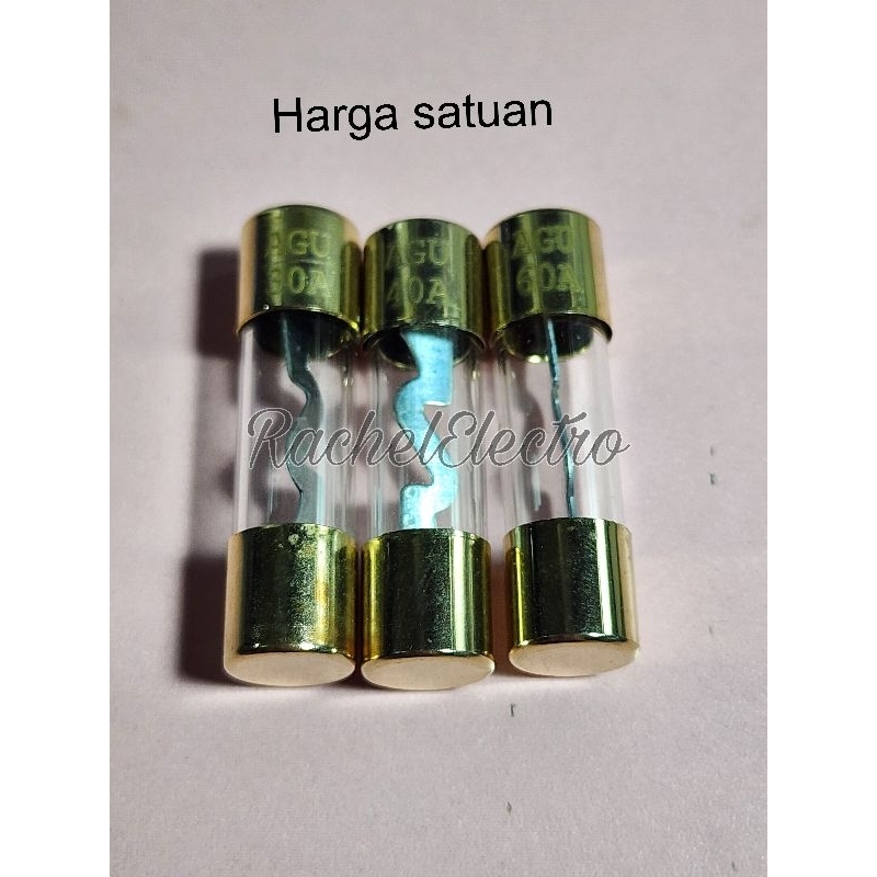 HARGA SATUAN Fuse Kaca Mobil Fuse Botol Tabung 30A 40A 60A Sekring Mobil Fuse Audio Mobil Skring Tab