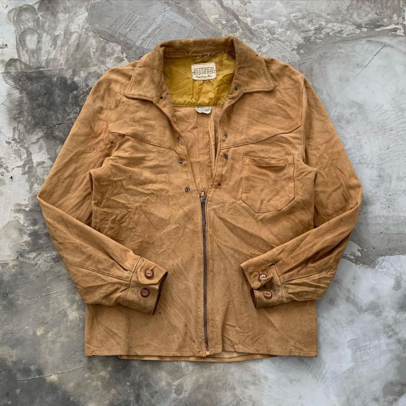 Vintage 50's 60's Soft Deerskin Trading Post Leather Jacket Zipper Talon
