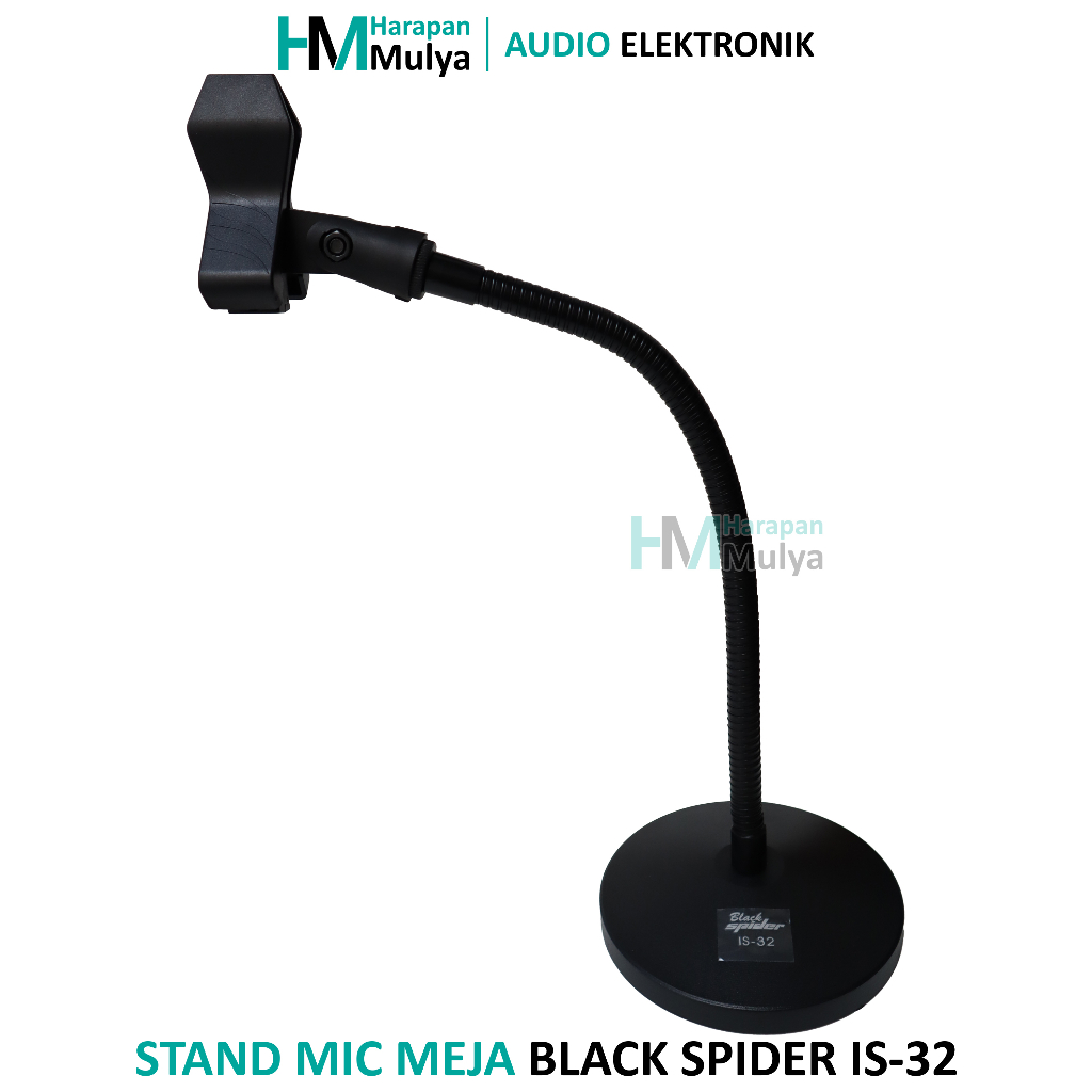 Black Spider IS-32 Stand Mic Tiang Dudukan Microphone Meja Rapat Podium Besi Fleksibel + Bonus Holde