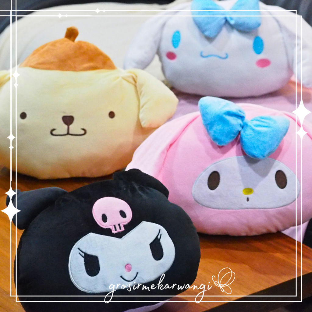 Boneka Bantal Kepala Karakter Sanrio Besar Pompurin Cinnamoroll Kuromi My Melody Bahan Lembut Empuk Bantal Sofa Lucu