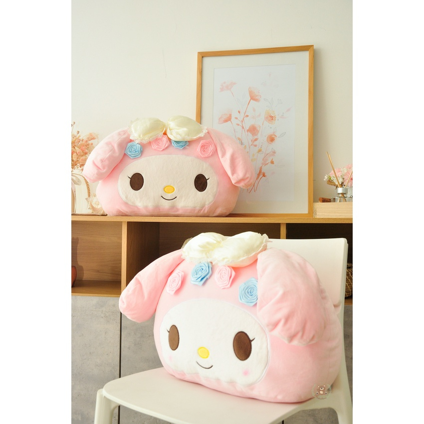 Boneka Bantal Kepala Karakter Sanrio Besar Pompurin Cinnamoroll Kuromi My Melody Bahan Lembut Empuk Bantal Sofa Lucu