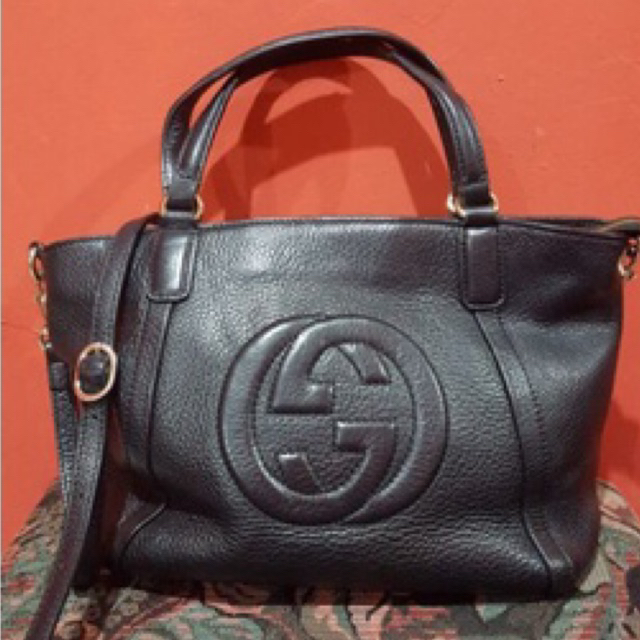 Prelove Gucci Soho Black / Tas Branded / Tas Tote Bag / Tas Kulit Asli