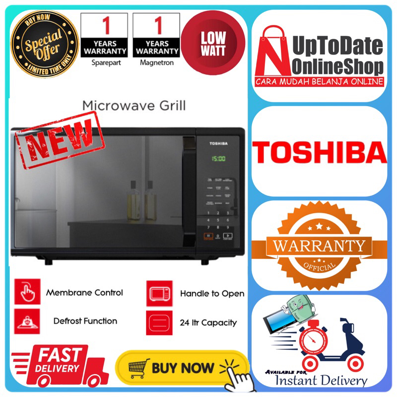 TOSHIBA MICROWAVE GRILL MM-EG24P(BM) KAPASITAS 23L GRILL MICROWAVE TOSHIBA LOW WATT MM EG24P