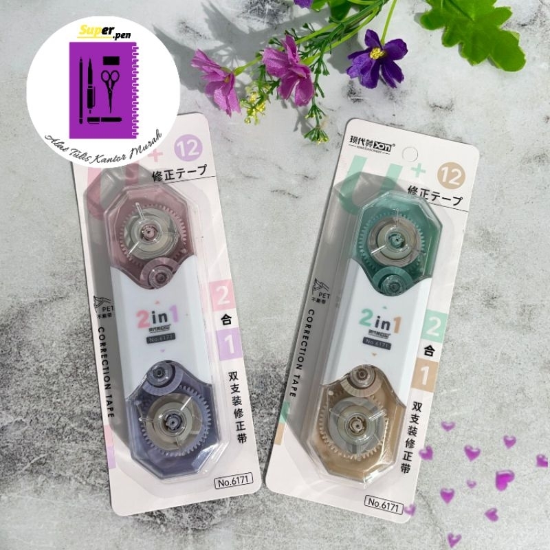 

CORRECTION TAPE 2 IN 1 DOUBLEHEAD DUA SISI 24 METER WARNA GRADASI XDM-6171 TERMURAH