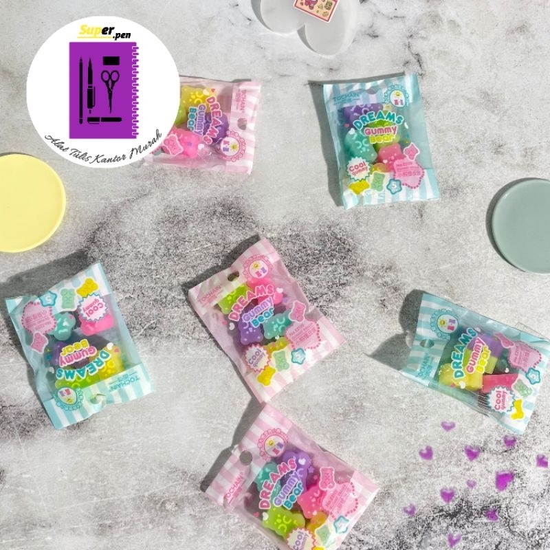 

penghapus dream gummy bear 1 set isi 5 tochain e2119 lucu imut kado unik by super pen
