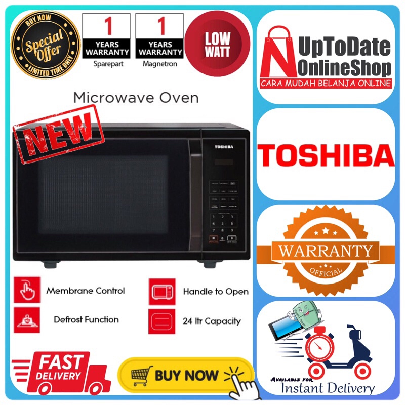 TOSHIBA MICROWAVE OVEN MM-EM24P-BK KAPASITAS 24L OVEN MICROWAVE TOSHIBA MMEM24P BK