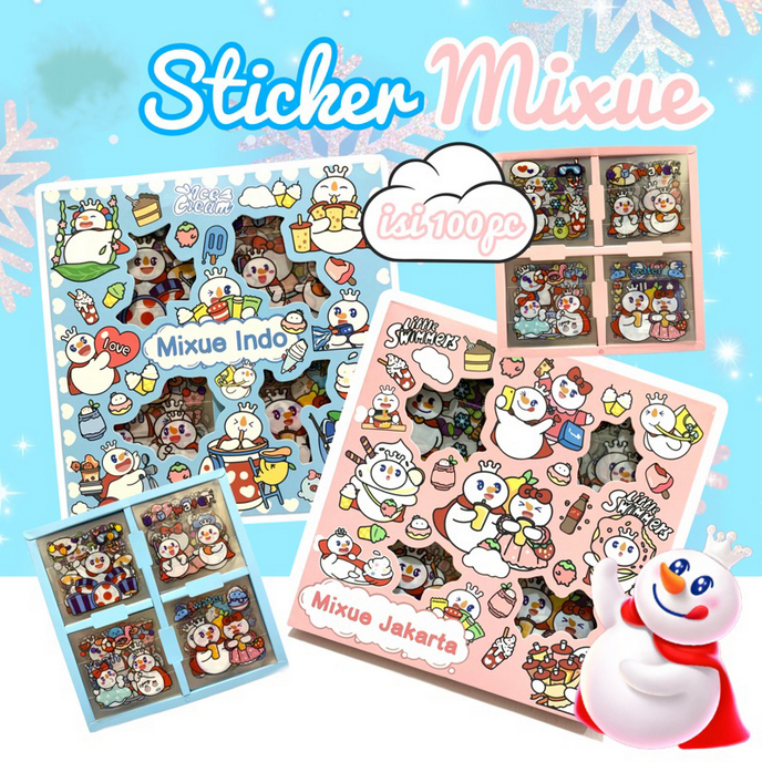 

Sticker VIRAL Mixue Rainbow Isi 100 Pcs Per Box/Sticker Mixue Lucu Snow King Indo/Sticker Mixue Jakarta