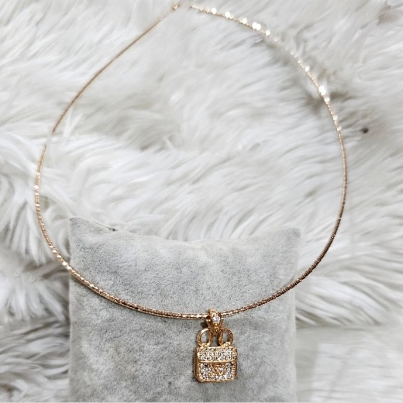 Kalung Premium Quality lapis emas mata kilau Anti Karat Anti Alergi Kalung choker Rhodium Mirip emas