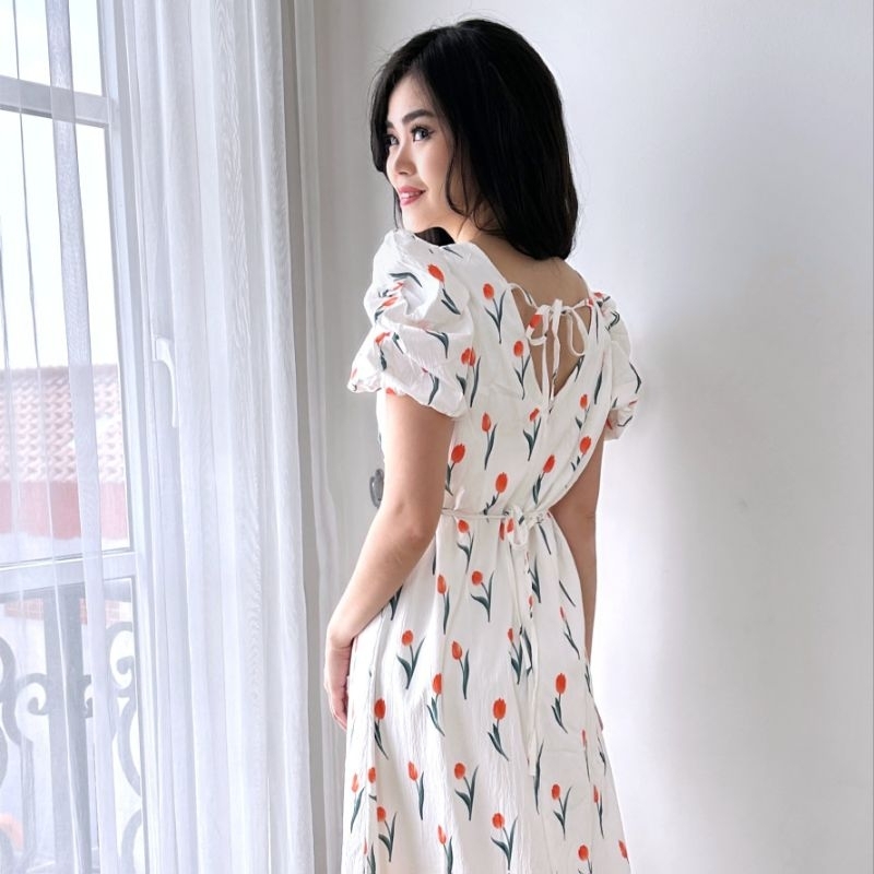 TULIP DRESS | Korean Dress | Korean Clothing | Korean Style | Korean Look | Floral Dress | White Dre