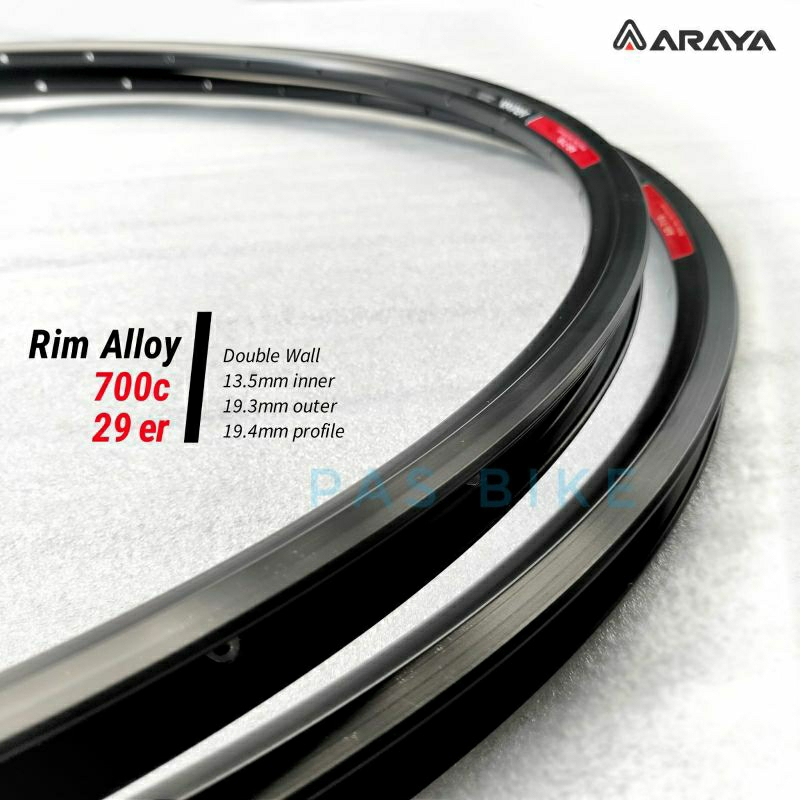 Velg 700c Rims 29 er Brakeline Hitam / CNC Pelek Araya 36 Hole / 32 Hole