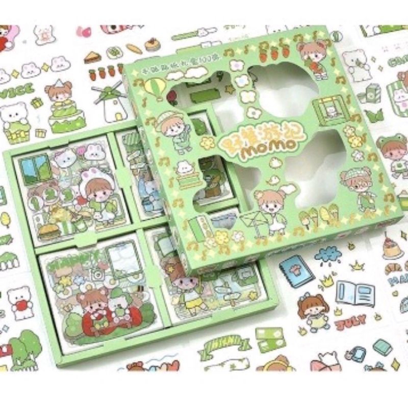 

Stiker Set Sticker viral momo Kotak Sticker Korea Dekorasi Handbook Scrapbook DIY