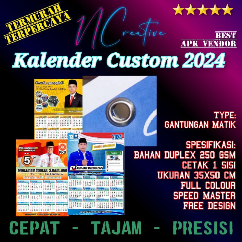 

700 PCS CETAK KALENDER PARTAI/ PERUSAHAAN 2024 MURAH DUPLEX 250GSM FINISHING MATIK BANDUNG