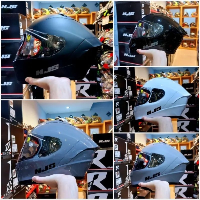 HELM NJS ZX1R SOLID BLACK GREY WHITE