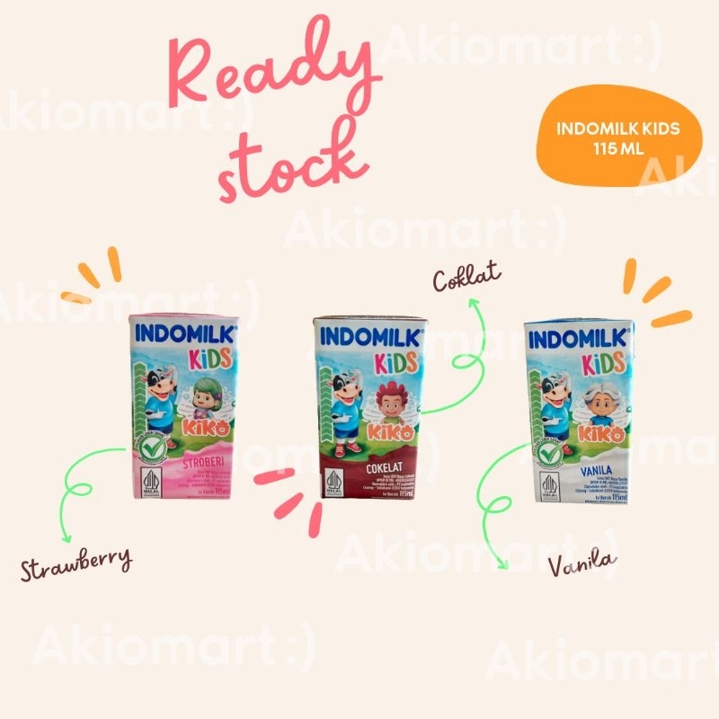 

Susu Indomilk Kids Susu UHT Rasa Cokelat, Strobery, Vanila 115 ml