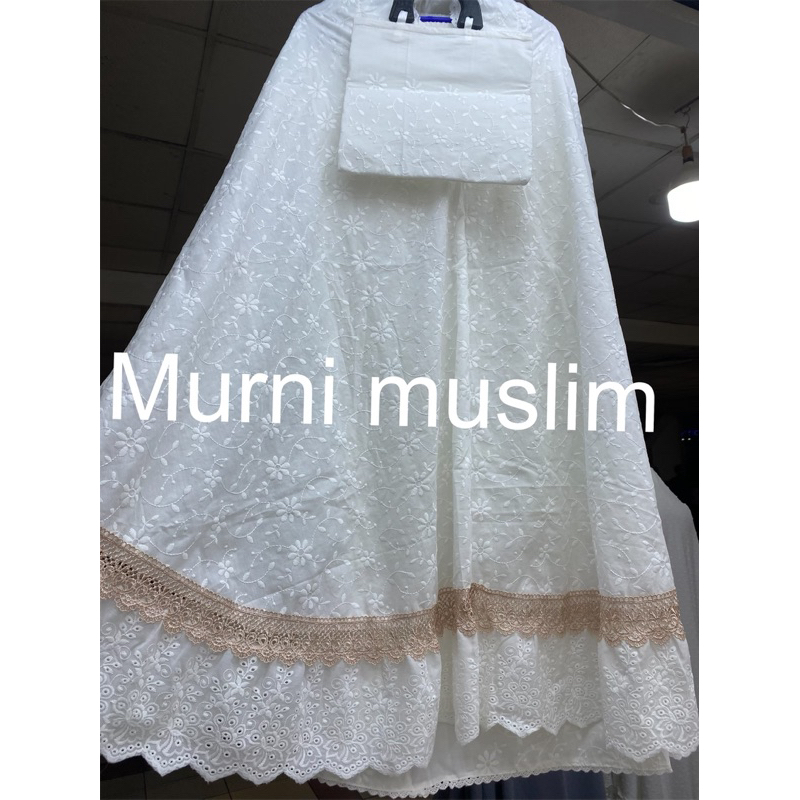 mukena dewasa putih katun paris premium renda terbaru