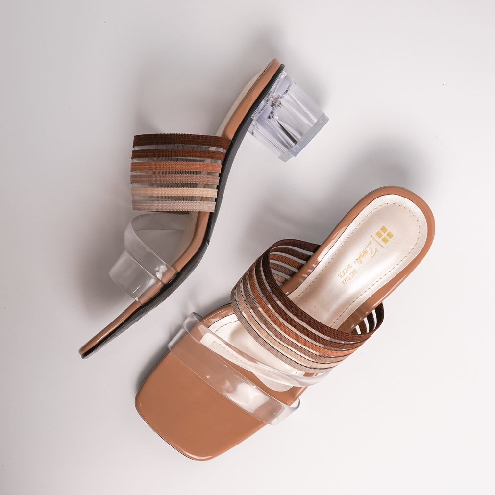 Zavatu - Sendal Wanita Hak Kaca 5cm | Selop Pesta Casual Size Jumbo Ukuran 41 45 ZVT 232