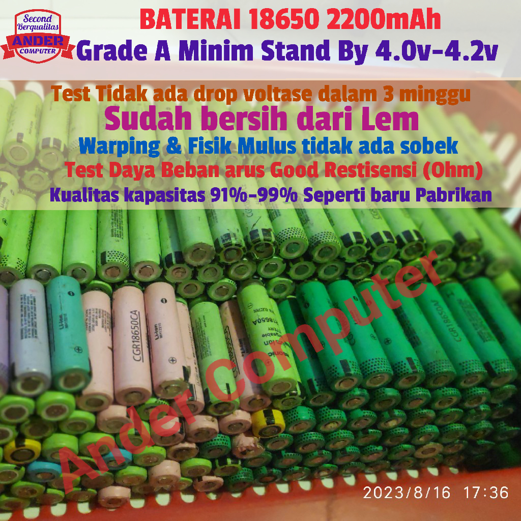 Baterai 18650 PANASONIC 2200 mAh Lithium Type CGR18650 CE /AF/CA ORI original copotan bekas battery Laptop batrei batre untuk powerbank rakitan, lampu emergensi, Real kapasitas, senter, mic, drone, mainan anak, kipas portabel, Cell rangkaian motor listrik