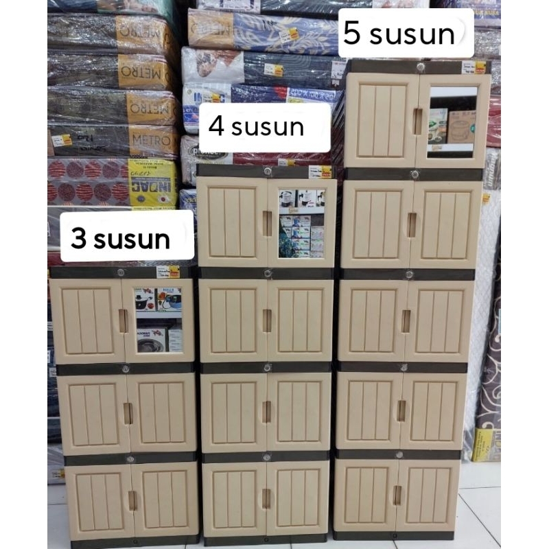 Sincana mini lemari plastik kaca 3 4 5 susun - 193
