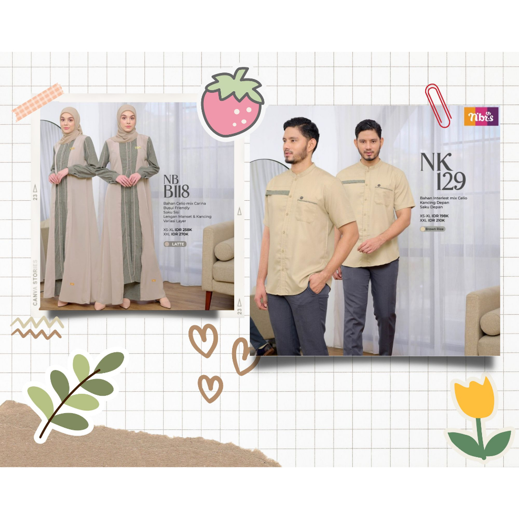 Sarimbit Couple Gamis Koko Nibras NB B118 NK 129 NBB118 Terbaru Latte Sage Green