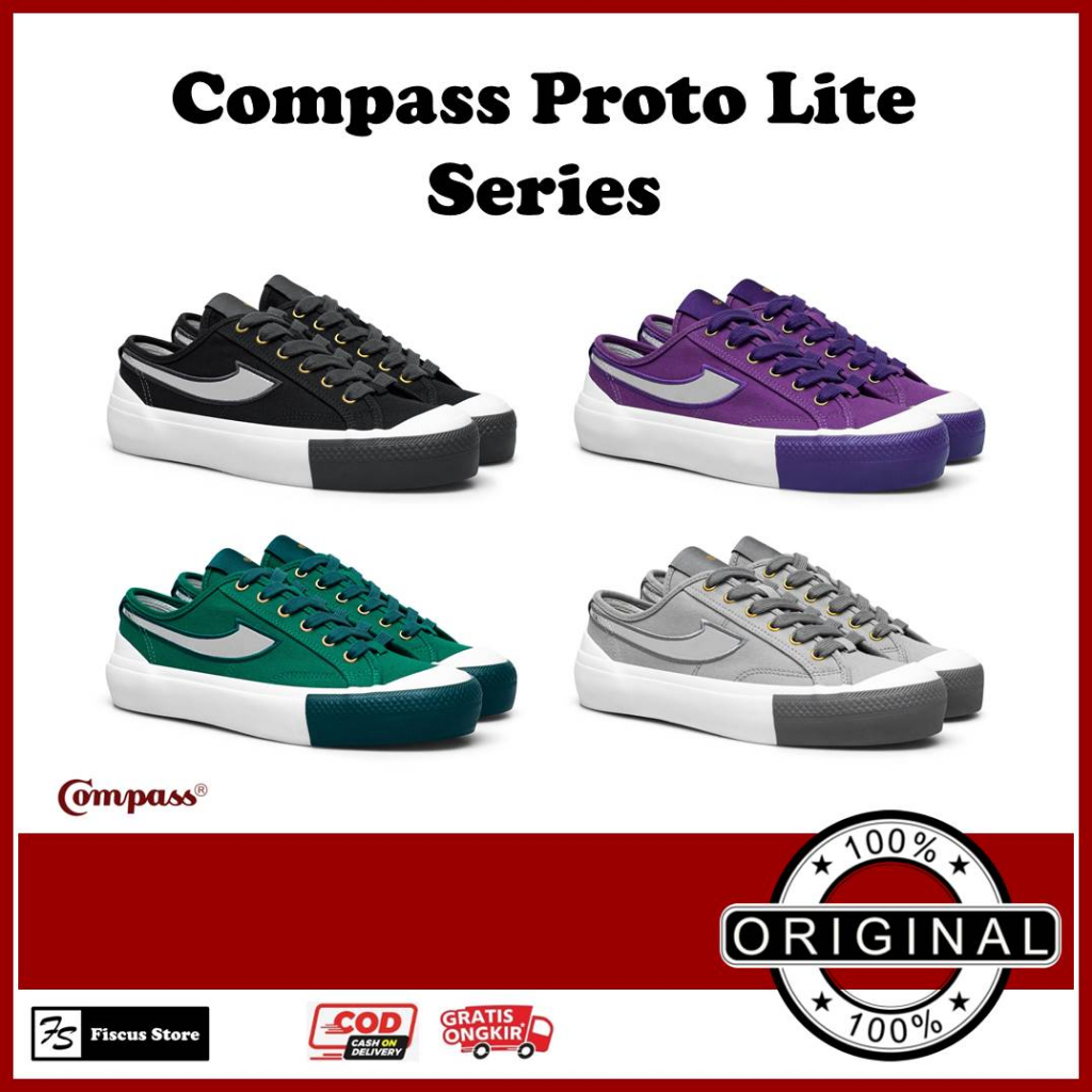 [ORIGINAL] Sepatu Compass Proto Lite Black / Purple / Grey / Green