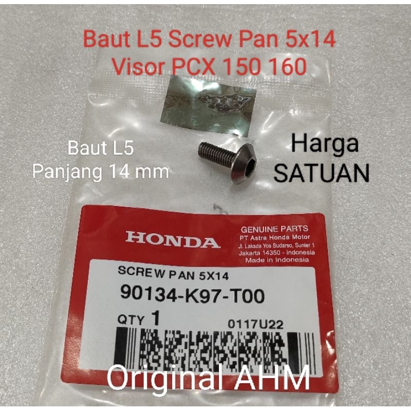 Baut L5 Screw Pan 5x14 Visor PCX 150 160 Ori AHM 90134 K97 T00