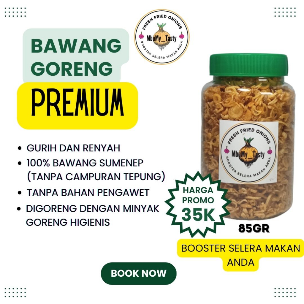 

Bawang Goreng Sumenep Super Premium Asli Tanpa Campuran 85g Super kriuk