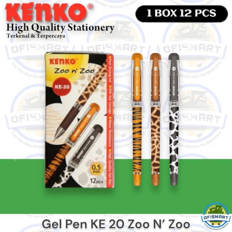 

Kenko Gel Pen KE 20 Zoo N' Zoo 0,5 mm Hitam | @1Box=12Pcs