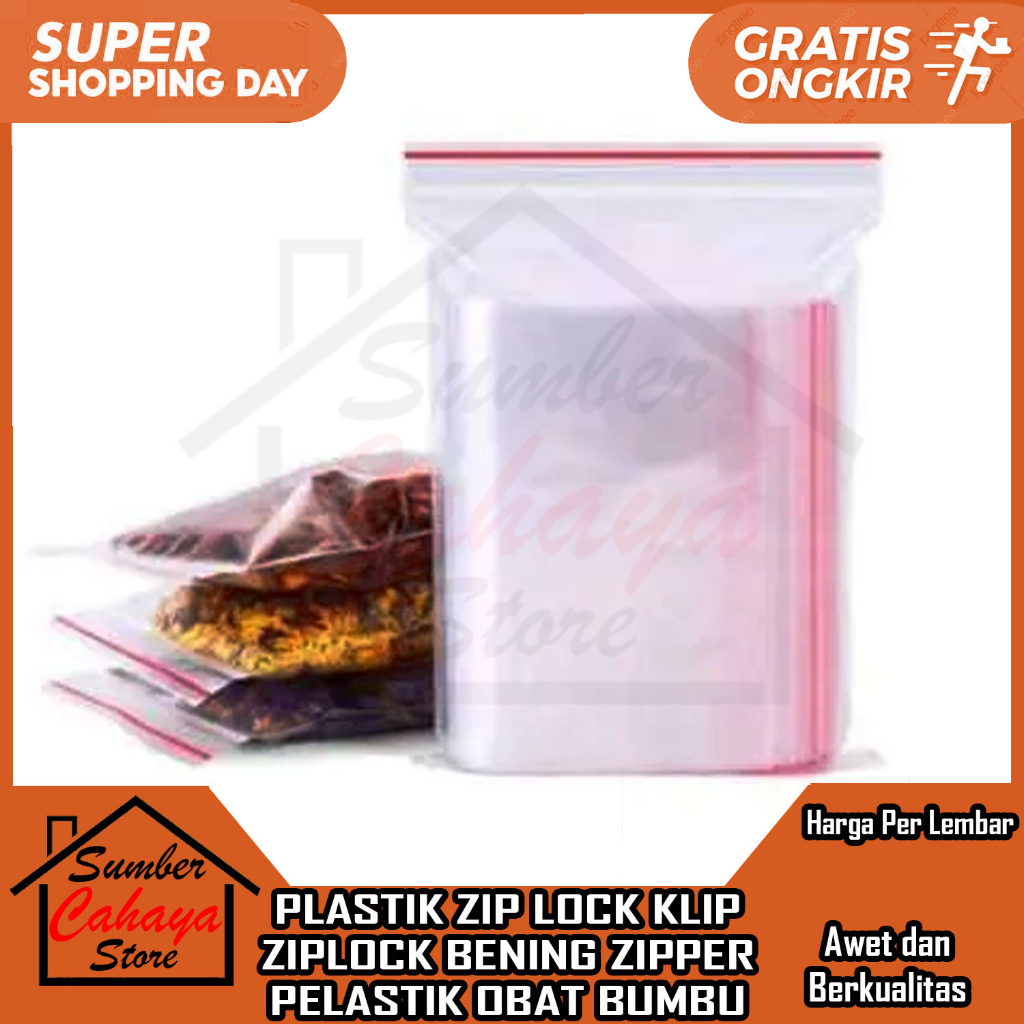 PLASTIK ZIP LOCK KLIP ZIPLOCK CLIP 30X40 PER LEMBAR BENING ZIPPER CTIK PELASTIK OBAT BUMBU CETIK STO