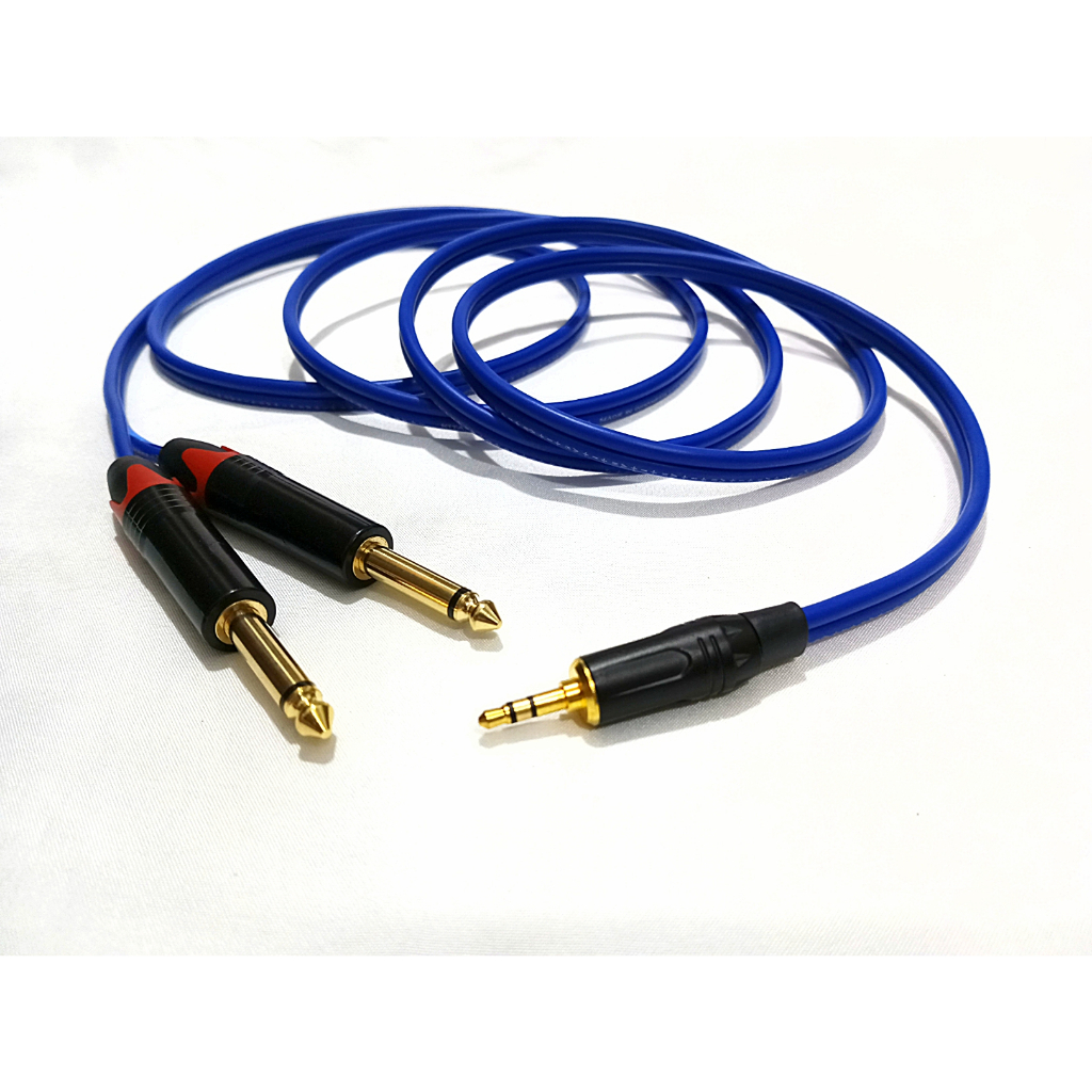 Kabel Kitani Plus Jack HP Mini stereo 3.5mm to Akai Mono 6.3mm Cabang