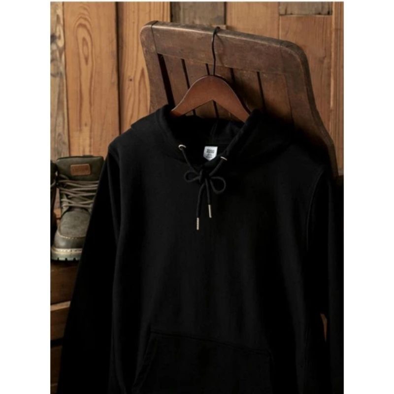 Sweater Hoodie Polos Hitam Polos Bahan katun Pleece Tebal Hitam Polos Uniseks