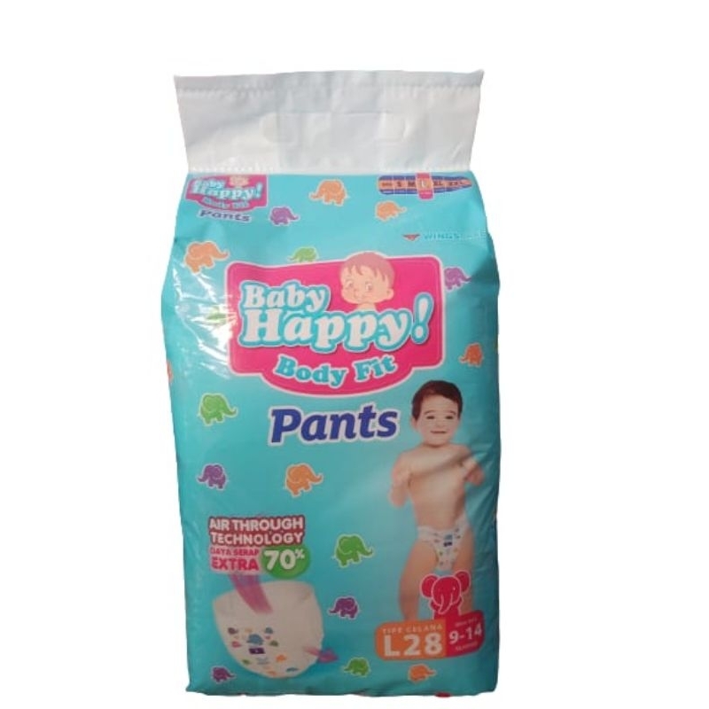 pampers BABY HAPPY PANTS ukuran L isi 28 free bubble wrap
