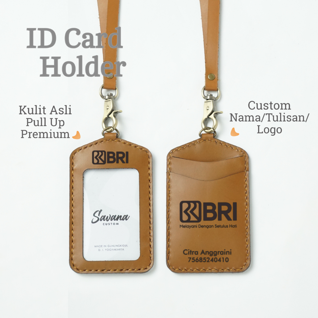 

ID Card Holder / Name Tag / Dompet ID Card Kulit Custom Nama Tulisan Logo