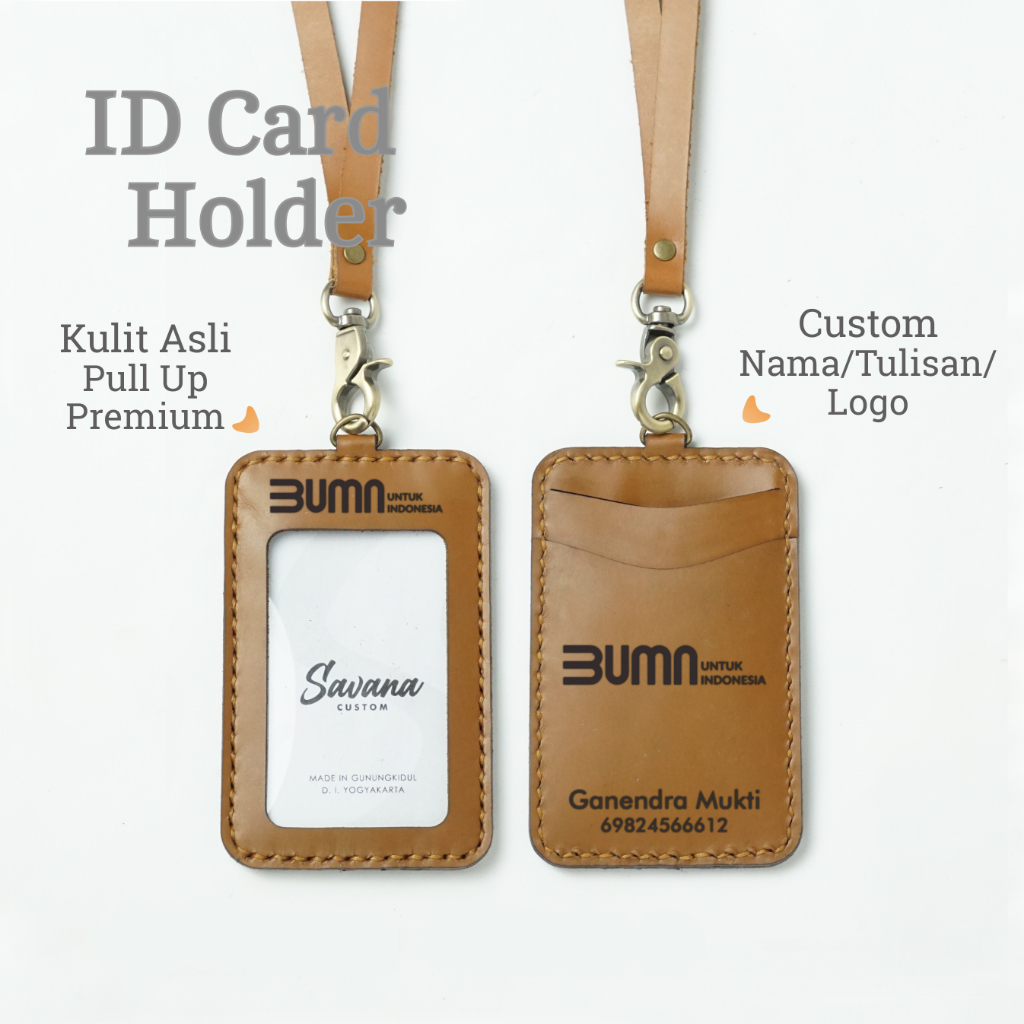 

ID Card Holder / Name Tag Dompet ID Card Kulit - Custom Nama Tulisan Logo