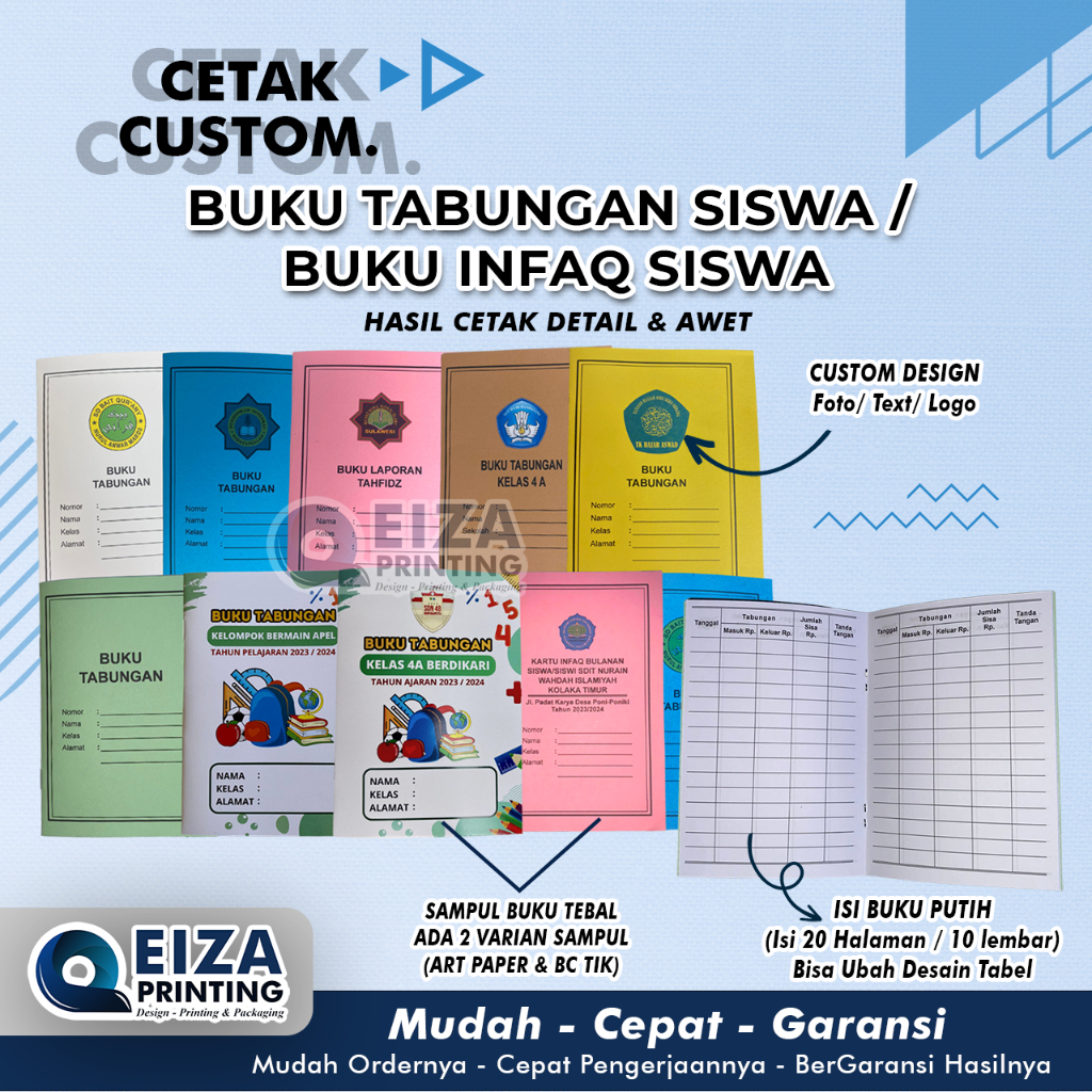 Buku tabungan siswa / Buku tabungan anak / buku tabungan custom logo / Buku tabungan sekolah