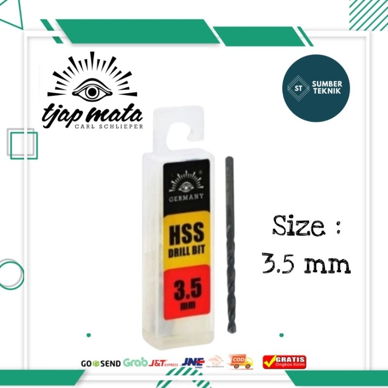 Mata Bor Besi HSS TJAP MATA - Cap Mata 3.5 mm