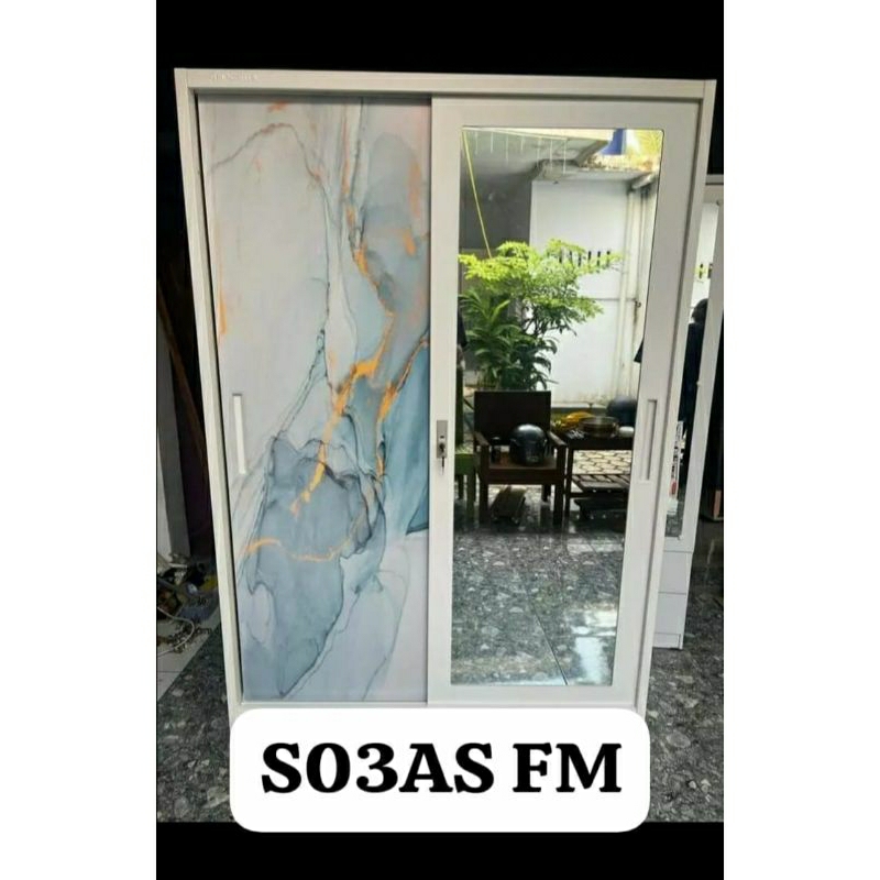 LEMARI PAKAIAN 2 PINTU BESI SLIDING / LEMARI BAJU JUMBO MURAH