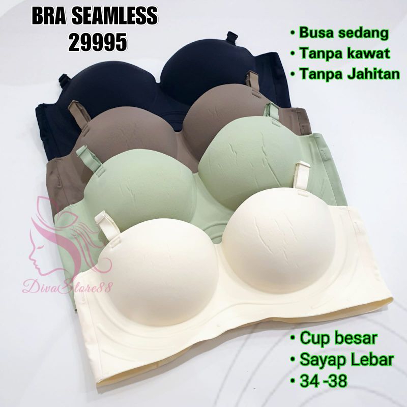 Bh Seamless 29995 Cup Setengah Tanpa Kawat Busa Sedang Kait 3 Bra Cup Setengah Tanpa Jahitan