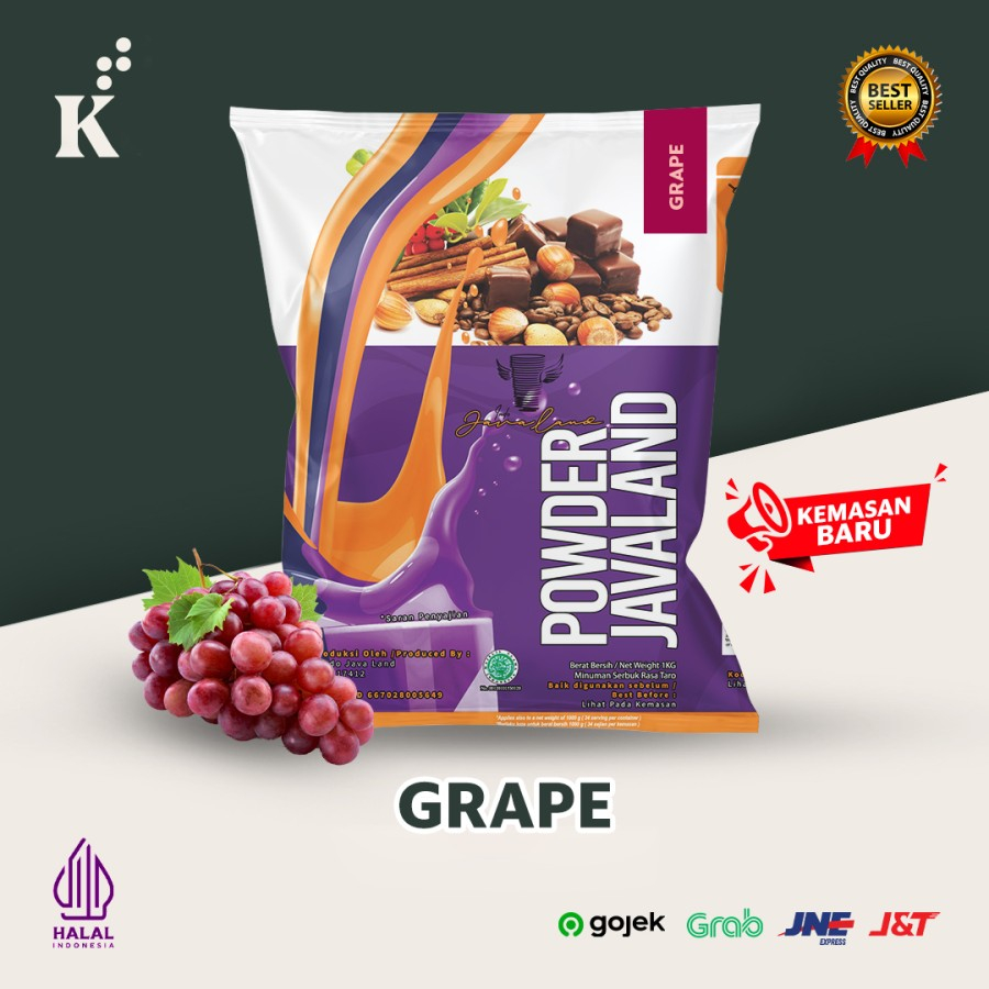 

Javaland Bubuk Minuman Rasa Grape / Anggur 1Kg - Regular Plain | Bubble Powder Drink Boba